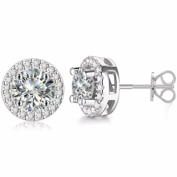 Jewelry - Certified 4ct. t.w. Diamond Brilliant Cut Halo Screw Back Earrings